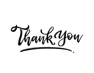 THANK YOU. Hand lettering, calligraphy in style for banner, label, sign, print, poster, the web, t-shirt and greeting card. Vector illu