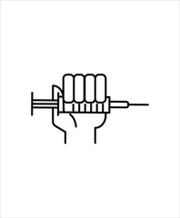 injection with hand line icon,vector best line design icon.