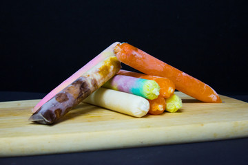Stack of colourful and icy home made Malaysia ice cream (known as 