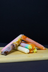 Stack of colourful and icy home made Malaysia ice cream (known as "Aiskrim Malaysia" )