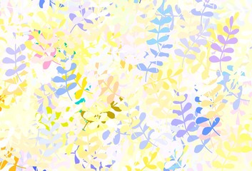 Light Pink, Yellow vector abstract background with leaves.