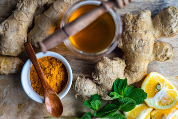 Organic food concept with ginger