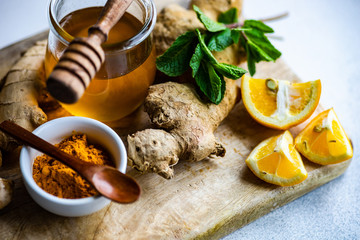 Organic food concept with ginger