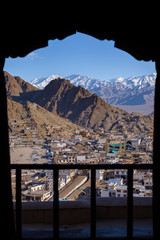 View of Leh city from balcony of Leh Palace