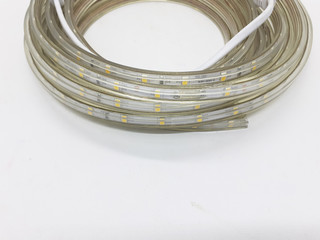 Electronic Bright LED Rope Strip with AC Plug Socket for Home Interior Illumination Device in White Isolated Background