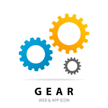 Gear icon design, Cog circle wheel machine part technology industry and technical theme. Gear Mechanism. Vector illustration