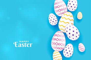 colorful easter pattern egg in blue background