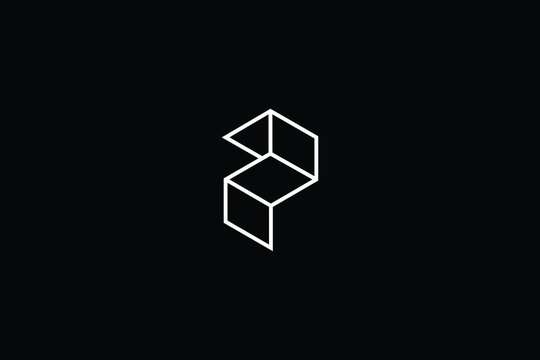 Minimal elegant monogram art logo. Outstanding professional trendy awesome artistic 3D P PP initial based Alphabet icon logo. Premium Business logo White color on black background