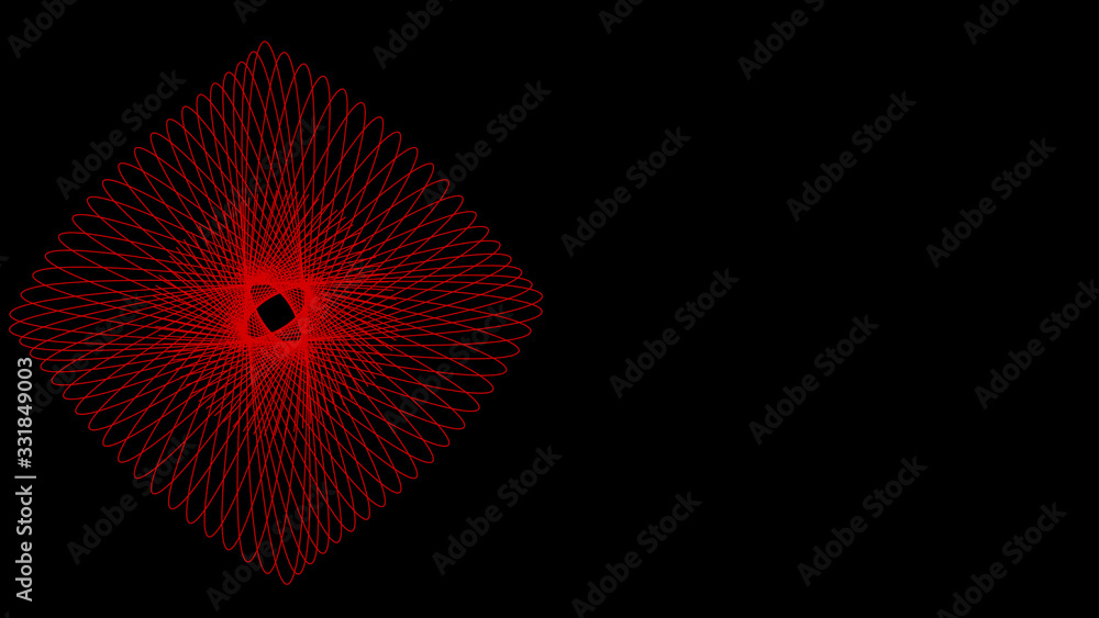 Aufkleber abstract red color lines pattern over beautiful square frame isolated on black background with close