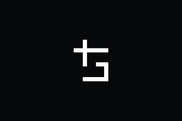 Fototapeta premium Minimal elegant monogram art logo. Outstanding professional trendy awesome artistic TG GT initial based Alphabet icon logo. Premium Business logo White color on black background