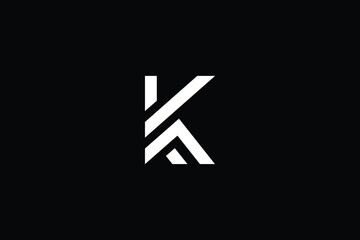 Minimal elegant monogram art logo. Outstanding professional trendy awesome artistic K KF FK initial based Alphabet icon logo. Premium Business logo White color on black background