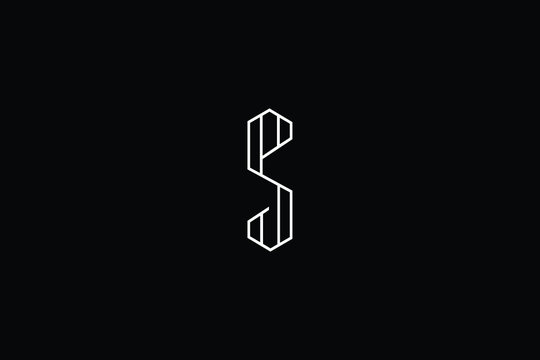 recommend clip art: Minimal elegant monogram art logo. Outstanding professional trendy awesome artistic S SP PS initial based Alphabet icon logo. Premium Business logo White color on black background