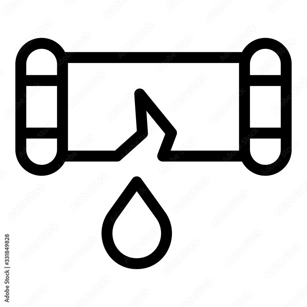 Aufkleber broken pipe icon. outline broken pipe vector icon for web design isolated on white background