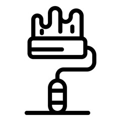 Paint roller icon. Outline paint roller vector icon for web design isolated on white background