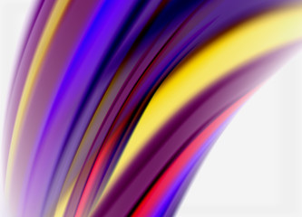 Wave lines abstract background, smooth silk design with rainbow style colors. Liquid fluid color waves. Vector Illustration