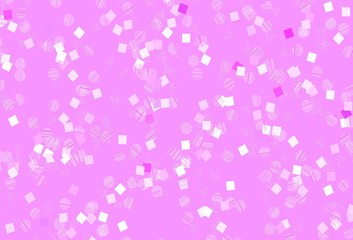 Light Pink vector background with triangles, circles, cubes.