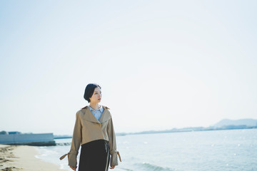 Fototapeta premium 海の女性