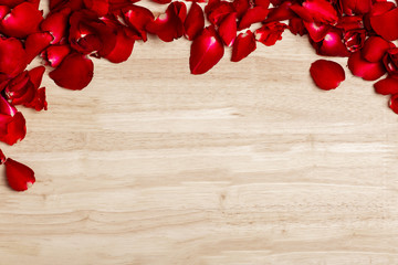 red rose petals frame