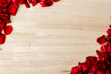 red rose petals frame