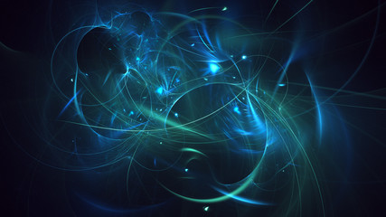 3D rendering abstract blue fractal light background