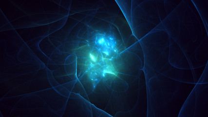 3D rendering abstract blue fractal light background