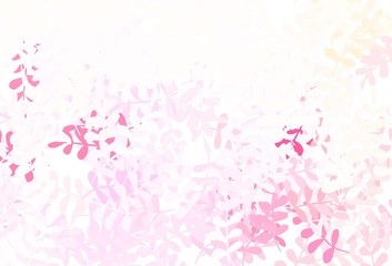 Light Pink, Yellow vector elegant background with leaves.