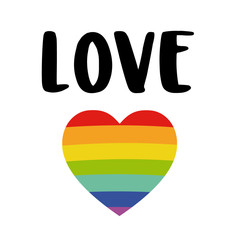 Love. International Day Against Homophobia postcard with a rainbow sign. May 17, LGBTQ concept. Flat design with handwritten lettering. Gays, lesbians, transgender people, queer minorities.