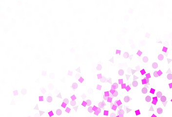 Light Pink vector template with crystals, circles, squares.