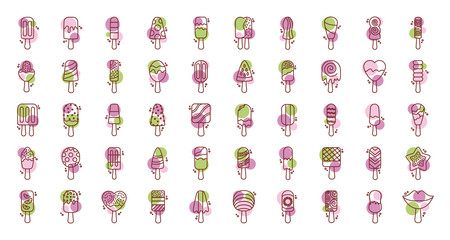 bundle of ice creams set icons