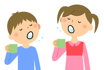 うがいをするこども達