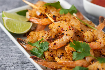 Chilli barbecued prawns