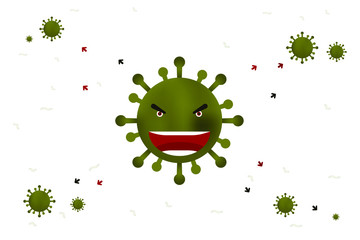 Virus covid 19 devil character cartoon, Health care concept on white background presentation