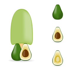 Vector illustration of colorful Fresh avocado ice cream.
