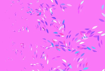 Fototapeta na wymiar Light Pink, Blue vector doodle pattern with leaves.