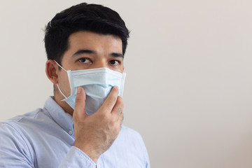  Man wearing a medical mask, covid-19 and coronavirus.
