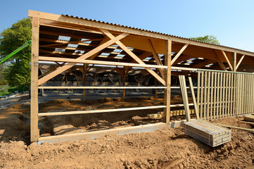 Construction d'un batiment agricole à ossature bois