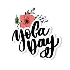 international yoga day, handwritten text, calligraphy, lettering