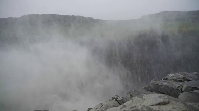 The Dettifoss waterfall in Eastern Iceland in the summer.