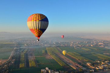 Balloon and beautiful landscape in the morning