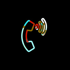 Symbol phone volume from multi-colored circles and stripes. Red, brown, blue, white