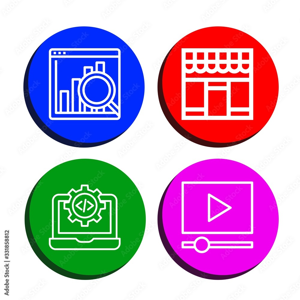 Poster optimization simple icons set