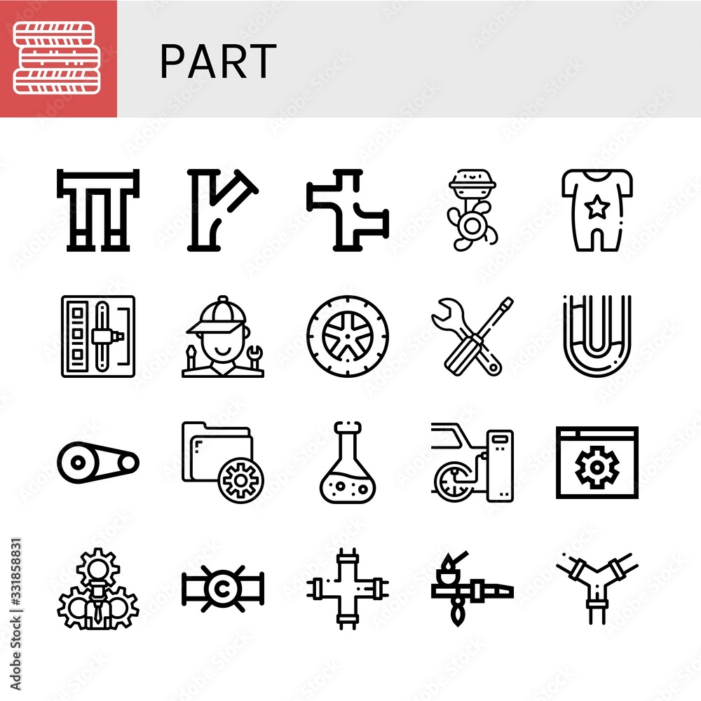 Poster part simple icons set