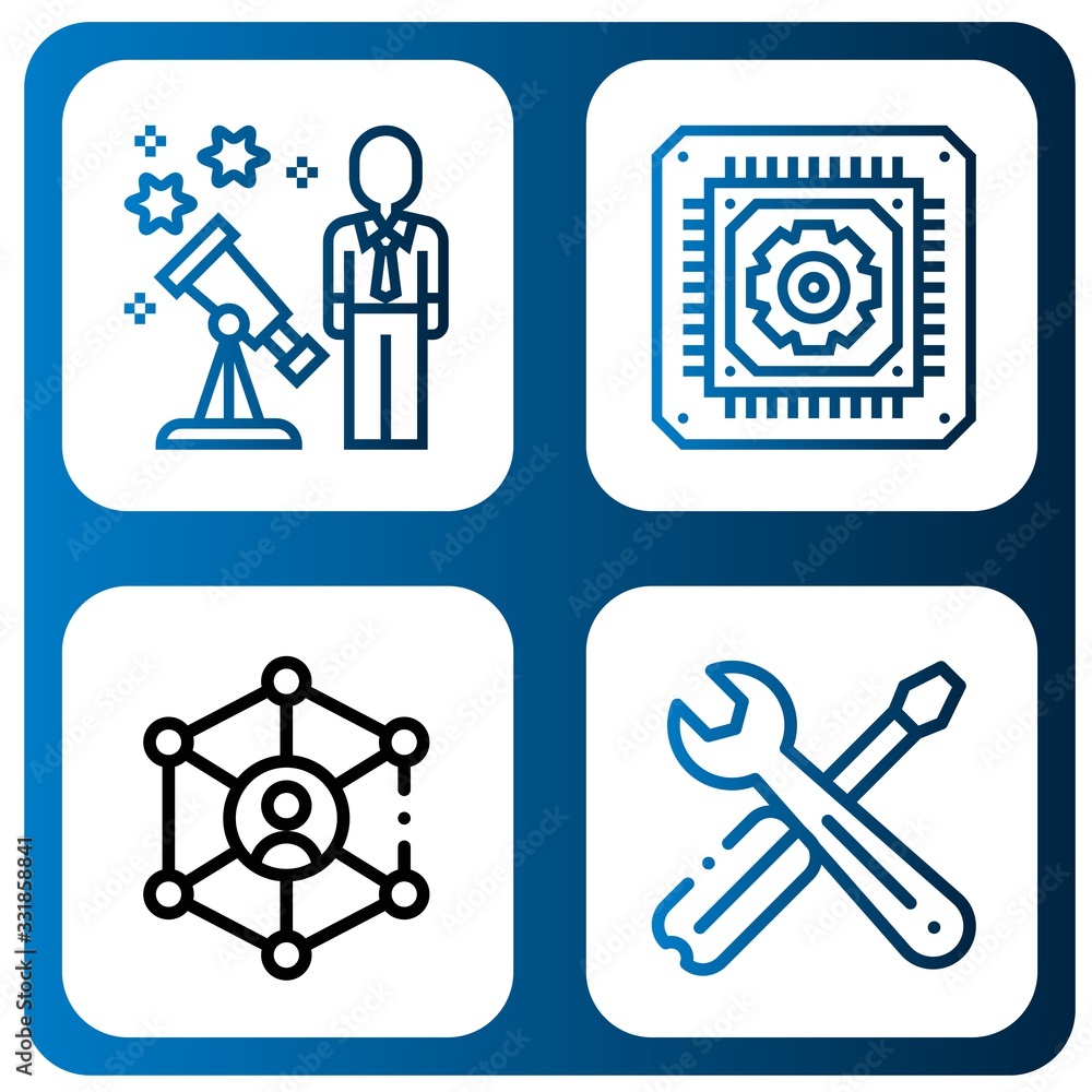 Poster system simple icons set