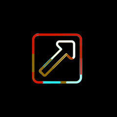 Symbol external link square from multi-colored circles and stripes. Red, brown, blue, white