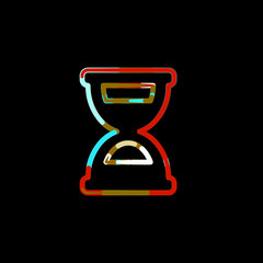 Symbol hourglass half from multi-colored circles and stripes. Red, brown, blue, white