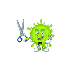 Fototapeta premium Cool Barber orthocoronavirinae cartoon mascot design style