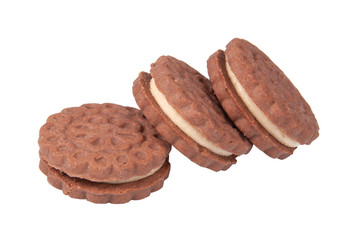 biscuit cookies with cream isolated on the white