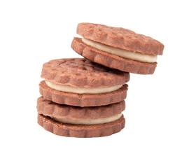 biscuit cookies with cream isolated on the white