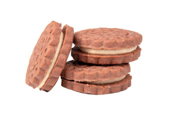 biscuit cookies with cream isolated on the white