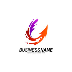U logo , Letter u logo and rocket design combination, Swoosh icon with arrow